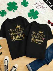 Couple Matching Birthday Crown TShirt Premium Fabric, Relaxed Fit, Street Hip-Hop, Breathable - WomenBlack-1PC - View 2