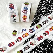 500张漫威超级英雄蜘蛛侠和钢铁侠贴纸，圆形贴纸，可用于DIY糖果袋装饰，适合作为生日、万圣节、圣诞节、毕业典礼和节日派对礼物。 - 彩色 - 查看 1