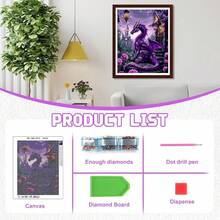 EMIEAUFG Dragon Diamond Art Kits For Adults, Purple Dragon And Castle Diamond Painting Kit For  And Beginners, 5D Round Full Drill Craft, Home Wall Decor 12\ X 16\ - SR70 - Xem 5