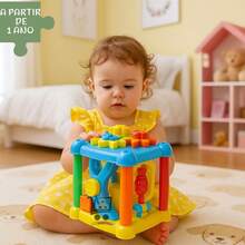 Brinquedo Educativo 1 Ano Bloco Baby Animal De Encaixe E Atividades Para Coordenação Motora - Azul - Visão 1