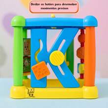 Brinquedo Educativo 1 Ano Bloco Baby Animal De Encaixe E Atividades Para Coordenação Motora - Azul - Visão 4