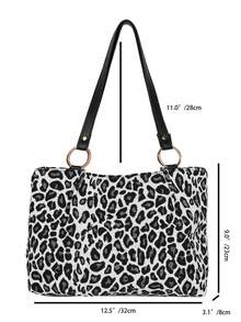New Fashion Large Capacity Leopard Print Casual Shoulder Underarm Tote Bag, Suitable For School And Classes - Black - View 5