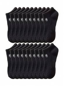 20/15/12/10/5/3/1 双装舒适透气男士短袜，白色，字母装饰，隐形袜，双线防滑设计，白/黑，低帮袜，踝袜，柔软透气，适合商务、休闲、居家、运动、学院风等多种场合，四季皆宜，颜色随机发货 - 彩色 - 查看 18