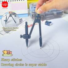 1 Set/7 Piezas Juego de Compás de Metal Negro/Azul Transparente, Estuche Duradero y Resistente a Golpes, Herramienta de Estudio y Dibujo, Temporada de Regreso a Clases