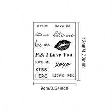 1张防水纹身贴纸，PVC材质，图案为“爱我”，男女通用，可日常贴于手部和腿部。 - 黑色 - 查看 5