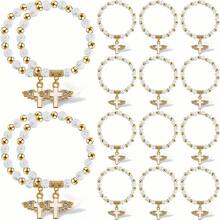 跨境热销心形翅膀十字架圣餐念珠手链，祈祷婚礼派对手工串珠 - 彩色 - 查看 9