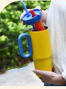 1pc 750ml Large Capacity Stainless Steel Vacuum Insulated Cup With Lid And Straw, Suitable For Water, Iced Tea Or Coffee - Multicolor - View 3