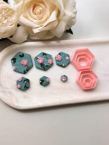Multi-Size Hexagonal Polymer Clay Cutter Set - Pastel Hexagon Shaped Clay Cutters & Versatile DIY Craft Tools, Ideal For Creating Hexagon-Themed Earrings, Brooches & Decor Pieces - TH157 - View 3