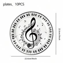 51/81 件音符和歌唱主题纸质餐具 | 包括餐盘、甜点盘、纸杯、餐巾纸和桌布 | 适用于婚礼、生日、毕业典礼、新年、感恩节、野餐、露营和其他派对用品。 - 彩色 - 查看 19
