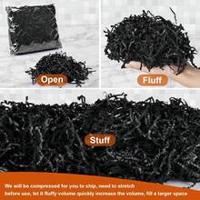 Giấy vụn nhăn, giấy vụn trang trí giỏ quà, giấy vụn nhăn màu đen, túi hộp, giỏ quà Halloween, quà tặng Ngày Valentine, quà cưới, quà sinh nhật, quà tặng thủ công cho phù dâu, quà đính hôn, đồ trang trí giỏ quà. - xếp li màu đen - Xem 8