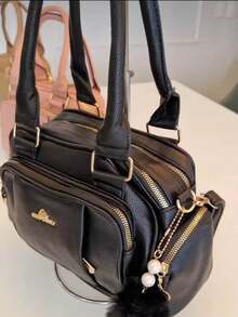 Women's Travel Bag, Lightweight, Small, With Multiple Pockets, Portable, Messenger Style, Large Capacity, For Daily Commutes, Bowling. - Champagne - View 4