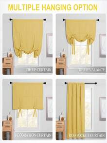 1 chiếc rèm cửa giả lụa màu vàng ánh kim mới, kiểu rèm Roman, rèm kéo lên, thích hợp cho nhà bếp, cửa hàng, siêu thị, trang trí cửa sổ, dễ kéo và thu gọn, phù hợp cho biệt thự, ban công, phòng khách, phòng ngủ. - Vàng - Xem 5