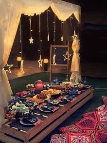 LED Star Moon Curtain String Lights, Ramadan Kareem Decoration 2026, Warm White Battery Powered Twinkle Star Moon Fairy Lights, Bohemian Dazzle Bright Window String LED Lights, Crescent Moon Starry Hanging Lamp For Eid Mubarak Gift - Multicolor - View 12