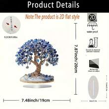 1件精美土耳其邪眼树摆件 - 亚克力材质，饰以蓝色和透明珠子、金色树叶 - 适用于家居、派对、橱窗展示 - 无需用电 - 完美的节日和新年礼物 - 彩色 - 查看 5