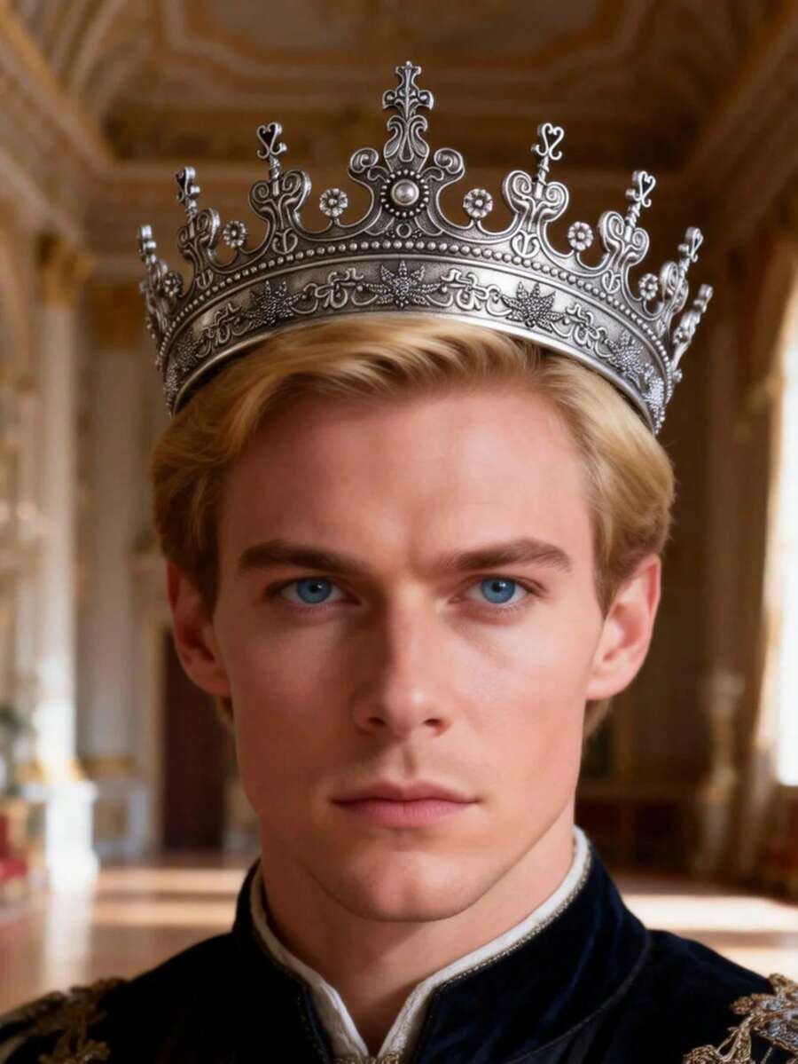 1件男士金色国王皇冠，中世纪皇冠，文艺复兴时期男士服装，王子皇冠，生日皇冠，化装舞会万圣节服装配饰