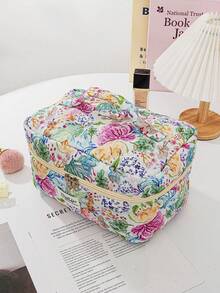 1个韩版女士格子蝴蝶结化妆包，大容量旅行化妆品收纳包，必备礼品，可收纳化妆品、洗漱用品、配饰，亦可作房间装饰、包包、梳妆台用品、储物包。