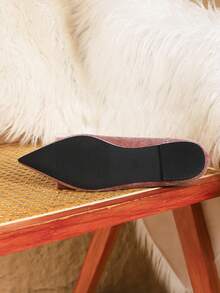 新款时尚女士尖头莲藕粉色蝴蝶结休闲平底鞋，春夏款 - 藕粉色 - 查看 4