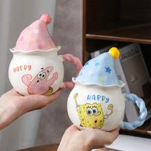 Spongebob Ceramic Mug With Lid, High-Quality Drinkware For Home, Office Use - Multicolor - View 2