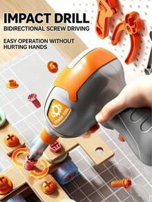 2026 New Medium-Sized Portable Tool Set, DIY Screwdriver Assembly Toy Set, STEM 3D Puzzle Building Blocks, Montessori Toy, Repair Tool, Develop Hands-On Ability, Parent-Child Game, Birthday/Holiday Gift - Gold - View 6