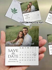 Customized Wedding Invitation Fridge Magnet (With Photo And Date) / Wedding Date Announcement Fridge Magnet / Wedding Photo Announcement Fridge Magnet / Party Invitation Photo Fridge Magnet - Multicolor 04 - View 1