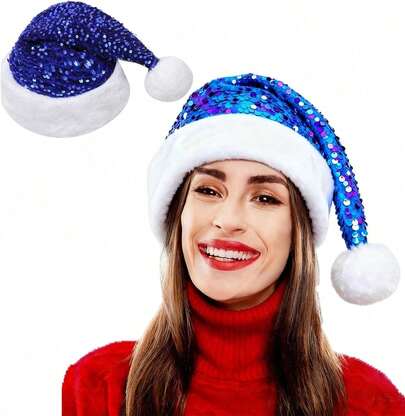 TendenciaGorro de Papá Noel de lentejuelas para adultos con lentejuelas brillantes, sombrero de fiesta de Navidad para Año Nuevo Festival de NavidadCalidad premium