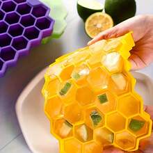 1/4/6pcs Ice Cube Honeycomb Mold, 37-Cavity Ice Cube Tray, Multifunctional Household Chocolate Mold With Removable Lid, Stackable Ice Tray With Cover, For Freezer, Cocktail, Whiskey, Kitchen Gadget, Apartment Essential - Multicolor - View 10