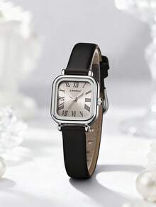 LIANDU LIANDU Đồng hồ nữ cổ điển, kiểu dáng doanh nhân, dây da PU, thích hợp đeo hàng ngày, làm quà sinh nhật, quà tựu trường, quà Lễ Tạ ơn, quà lãng mạn, món quà hoàn hảo. - màu đen - Xem 7