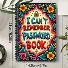 趣味螺旋密码笔记本 | 横格纸，非常适合记录互联网和电脑登录信息、网站、用户名、密码，家庭或办公室密码保护器，手工剪贴簿套装材料 - 彩色 - 查看 3