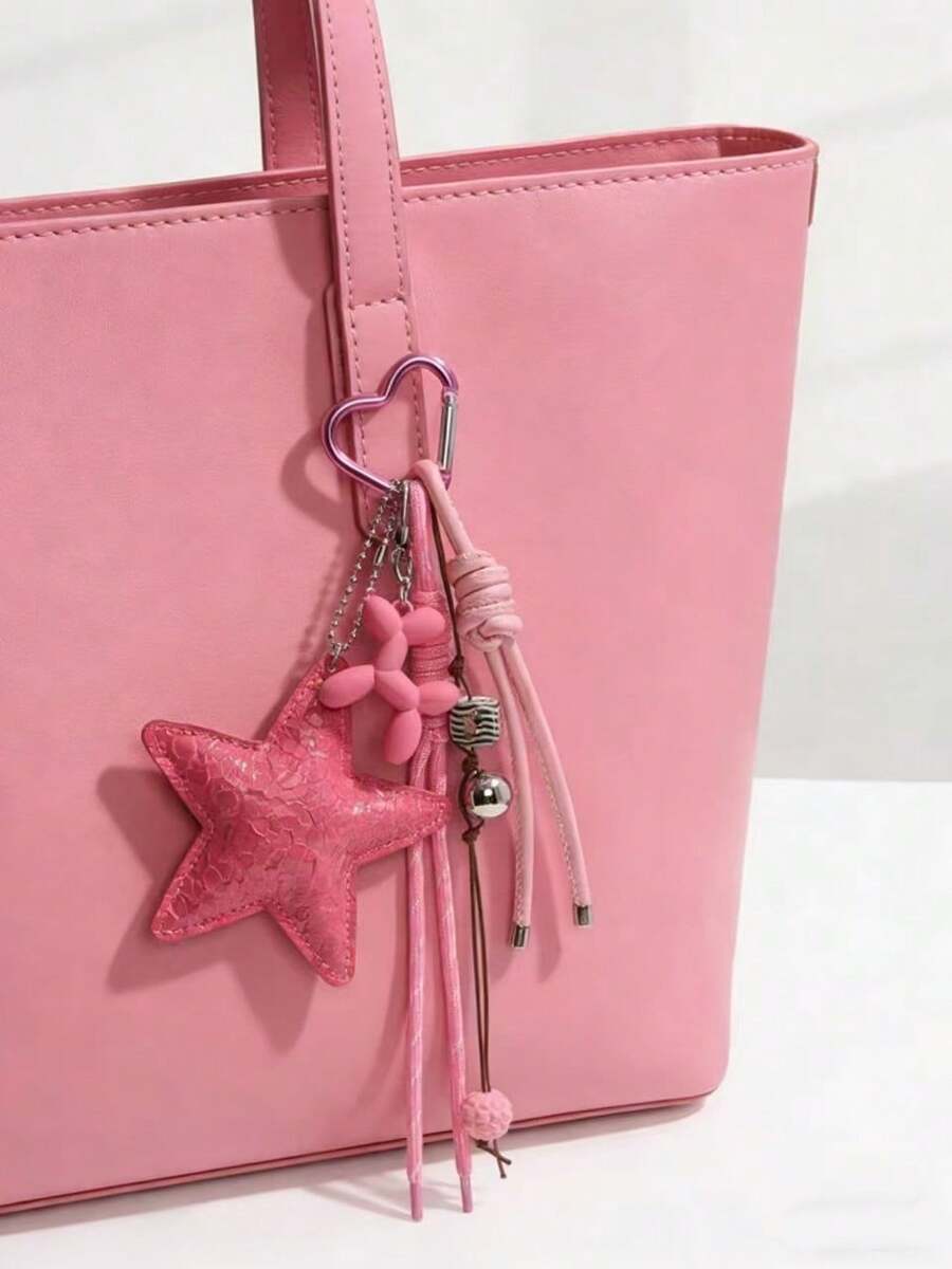 1件Y2K风格粉色星星包包配饰，可作钥匙扣挂件、汽车挂件，也可作包包挂件。情人节礼物，时尚配饰，适合青少年女孩、女性、大学生、教师、上班族、职场新人及白领人士。汽车配饰，女士钥匙扣挂件，返校用品，教师礼物。 - 粉色 - 查看 1