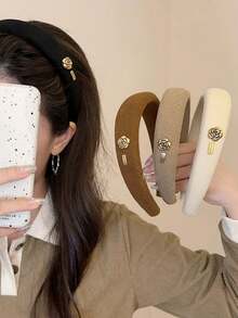 1 件新款 Maillard 复古山茶花发箍，轻盈奢华的高端法式海绵蓬松发圈，非常适合女孩摊位