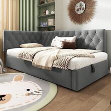Single Bed 90x190cm, Sofa Bed With Hydraulic Storage, Velvet, Without Mattress, Multicolour Optional.