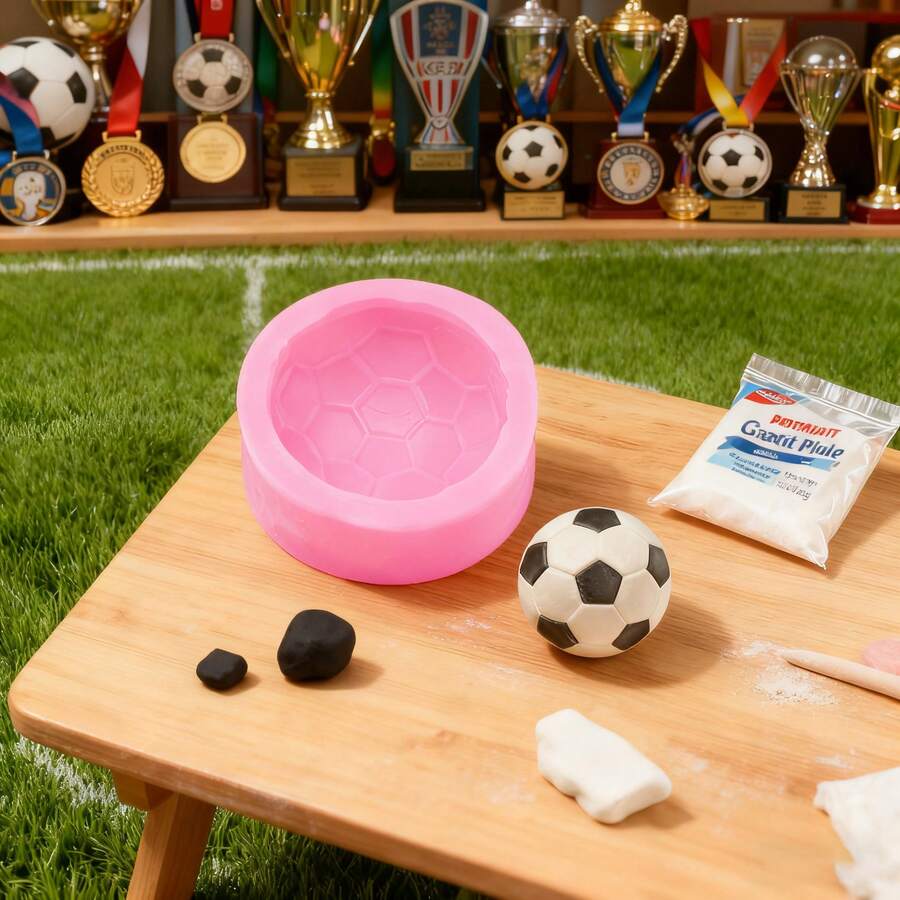 1pc Simulation 2D Football Shaped Silicone Mold, A Gift For Football Enthusiasts, Football Match Props, Award Gifts, Handmade Clay, Resin, Drip Glue, Gypsum And Other Finished Products, With Simple Demolding And Reusable Molds.