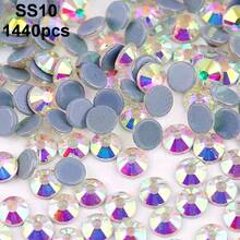 SS6 2mm-SS12 3mm，1440颗/包；SS16 4mm，720颗/包；SS20 4.8mm，360颗/包；SS30 6.4mm，288颗/包；圆形平底玻璃水晶水钻，多色水晶宝石，DMC热熔珠，适用于DIY美甲、服装、包包、鞋子、工艺品、闪亮美甲贴纸装饰