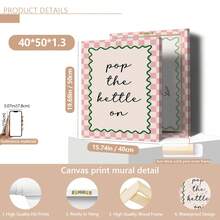 1 件绿色/粉色“Pop The Kettle”帆布海报（带框/不带框），厨房语录墙艺术印刷品，极简主义美学装饰，趣味艺术品，适合宿舍、客厅、卧室、现代家居装饰、乔迁礼物。 - 彩色 - 查看 25