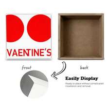 Valentine's Day Decorative Wooden Box - White Rectangular Container With Red Circles & 'VALENTINE'S' Text, Minimalist 3D Design, Perfect Gift For Romantic Celebrations, Weddings, Or Sweetheart Presents - White - View 4