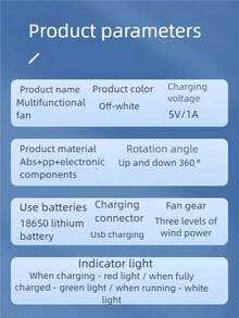 OBOVAY 四合一多功能便携式桌面夹式风扇，无线手持风扇，三档风速，静音个人电风扇，800mAh电池 - 彩色 - 查看 10