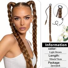 1条18英寸/26英寸/30英寸长直马尾假发,50克/66克/110克,合成纤维,柔软自然,适合日常佩戴,浅棕色 - 鏽棕色 - 查看 17