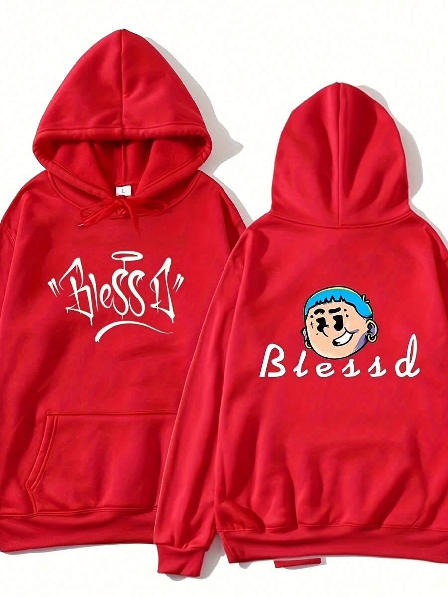 New Versatile Autumn And Winter Blessd New Logo Hoodie For Casual Wear For Both Men And Women Essentials Hoodie Hoodie For Women Sweatshirts For Women Hoodies For Men 's Hoodie Sweatshirts For Men Essentials Fear - 紅色 - 查看 1