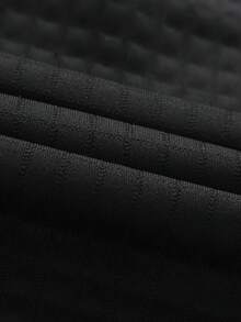 Men's Black Plaid Shorts With Elastic Drawstring Waist And Leather Patch, Casual Summer Home & Street Wear - Black - View 7