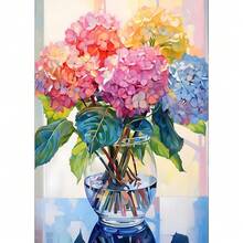 GDYEEH DIY 5D Colorful Flowers Diamond Art Painting Kits, Hydrangea Full Round Drill Sparkling Diamond Painting Picture, Diamond Painting Art Craft Kits For Adults Beginners, Home Wall Decor 12x16inch - USGD100 - 查看 1