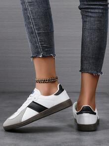 Retro Vulcanized Sneakers, Student Versatile Sports Shoes, Soft Sole, Fashionable Breathable Non-Slip Casual Couple Shoes, Fashionable White Sneakers - White - View 1