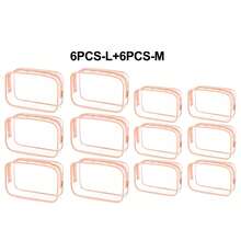 12 túi đựng mỹ phẩm trong suốt bằng PVC có khóa kéo - Túi đựng đồ dùng vệ sinh cá nhân chất lượng cao, lý tưởng cho du lịch, phòng tắm và các vật dụng cần thiết khi đi nghỉ mát (Cỡ trung bình, trong suốt), phụ kiện phòng tắm, túi đựng, túi trang điểm, đồ dùng du lịch thiết yếu - Hồng - Xem 15