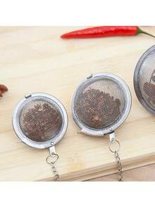 3件/1件 (S/M/L) 不鏽鋼茶濾球 - 適用於散裝茶葉、香料和燉煮調味料 - 帶鏈條和掛鉤的圓形網球，易於沖泡和浸泡的必備廚房工具，廚房用品，必備燉煮調味料，適合家庭和朋友，情人節，節日派對，廚房配件，廚房裝飾，宿舍必需品，儲藏室，聖誕裝飾，旅行必需品，單身派對用品，辦公桌配件，家居裝飾 - 銀色 - 查看 6