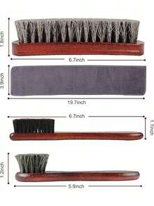 4件套马毛鞋刷套装，抛光刷，皮革鞋靴护理刷，天鹅绒鞋布 - 彩色 - 查看 2