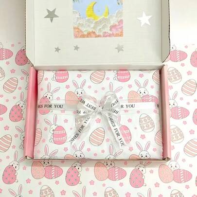 20 Sheets Easter Egg Rabbit Pattern Gift Wrapping Paper | Suitable For Weddings, Jewelry Making Display & Packaging, Easter, Valentine'S Day, Birthday Gifts, Bouquet Packaging, Gift Bag Filling, Party Gifts