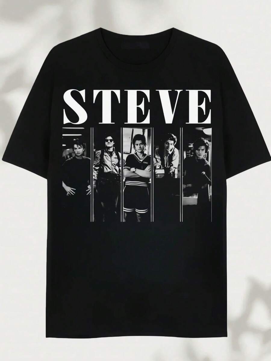Limited Steve Harrington Vintage Shirt, Steve Harrington Gift For Woman And Man, Steve Harrington Shirt, Steve Harrington 90s Bootleg Shirt - màu đen - Xem 1
