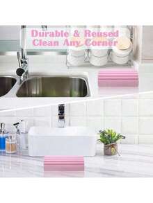 1pc Reusable Pink Cleaning Dust Removal Sponge Wipes - Magical Dust Cleaning Sponge, Suitable For Cleaning Blinds, Glass, Baseboards, Vents, Mirrors, Window Tracks, Kitchen, Bathroom, Home And More - Pink - View 3