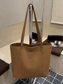 女士日常通勤时尚多功能手提包，女士手提包，优雅女士手提包，时尚女士手提包，大容量手提包 - 棕色 - 查看 6