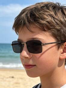 1pc New Fashion Glasses For Teenagers And Students - Suitable For Driving And Fishing, Full Metal Frame, High-End Style Glasses For Boy - Multicolor - View 1