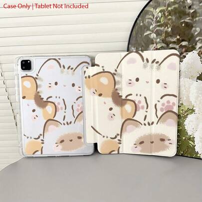 1pc Cute Cat Pattern Tablet Protective Case - Suitable For Those Who Love Sweet Style And Pursue Adorable Design, With Pen Slot And Multi-Angle Stand, Compatible With IPad 10.9"/10.2"/Air 5th Gen/Pro 11"/10th Gen/9.7"/Air 2/IPad (7th Gen)/IPad (8th Gen)/IPad Air 4/5/IPad Pro 11"/2022 IPad 10th Generation 10.9 Inch Smart Protective Cover